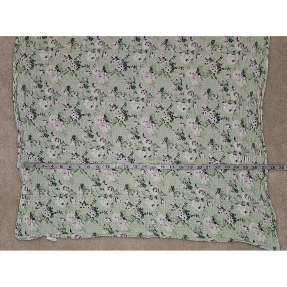 Modern Baby Green Purple Floral Muslin 100% Cotton Swaddle Blanket Lovey 27x36